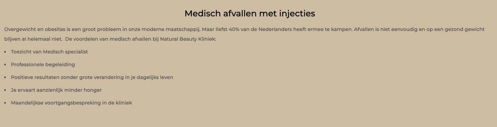 Natural Beauty Clinic - Afvallen met injecties kliniek